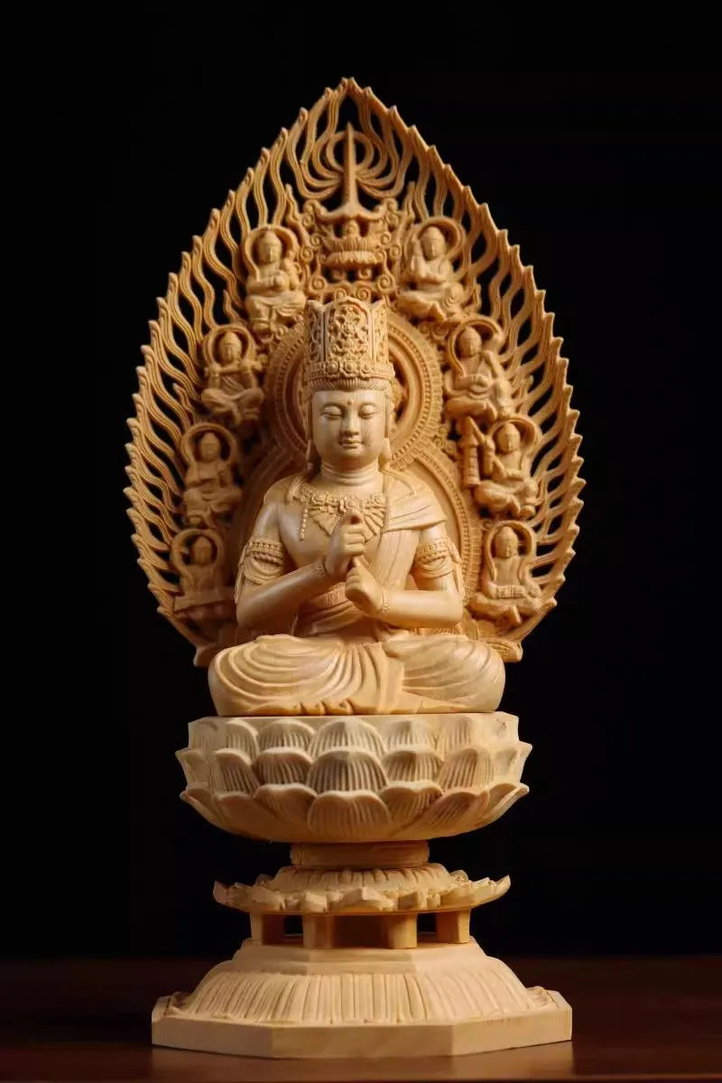 Exquisite Eight Buddhist Guardians Carving Set - Vairocana, Avalokitesvara, Manjushri, Amitabha for Collector's Altar