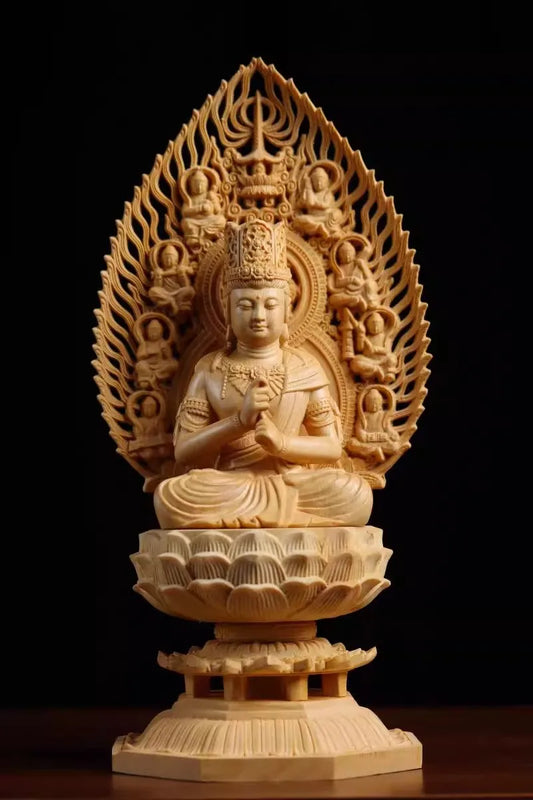 Exquisite Eight Buddhist Guardians Carving Set - Vairocana, Avalokitesvara, Manjushri, Amitabha for Collector's Altar