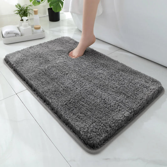 Rounded Thickened Bathroom Floor Mat - Plush Absorbent Anti-Slip Mat for Tub, Entrance & Door