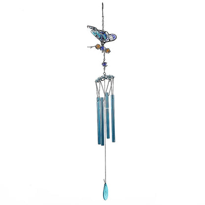 Blessing Metal Wind Chime Creative Vintage 3D Butterfly Pendant Exquisite Cut Painted Hanging Decoration Landscape