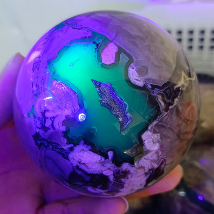 Large Natural Formed Fluorescent Agate Balls - Quartz Crystal Ore Polishing Balls for Reiki Healing & Mineral Collection