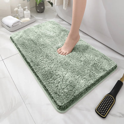 Rounded Thickened Bathroom Floor Mat - Plush Absorbent Anti-Slip Mat for Tub, Entrance & Door