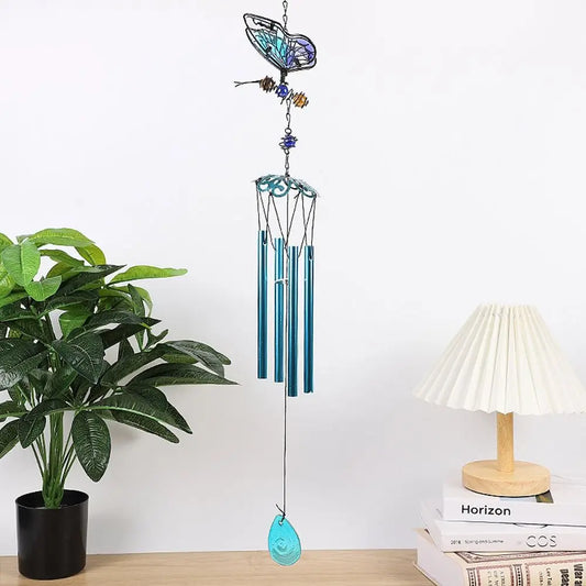 Blessing Metal Wind Chime Creative Vintage 3D Butterfly Pendant Exquisite Cut Painted Hanging Decoration Landscape