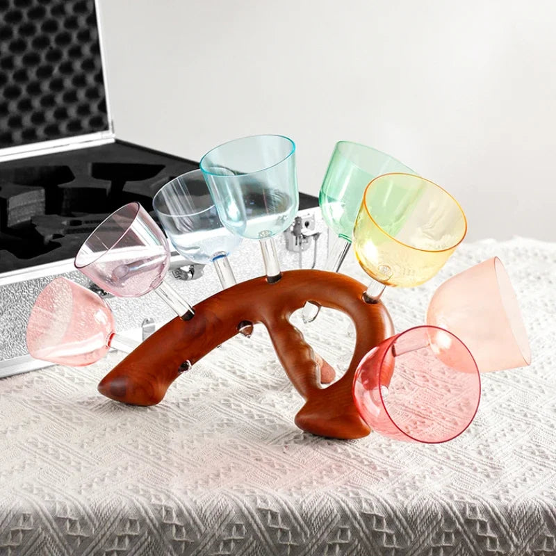 Fay Bless Handheld Colorful Crystal Singing Bowl – Clear Quartz for Meditation, Yoga & Chakra Sound Healing