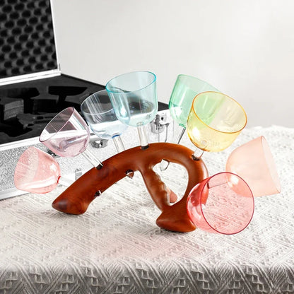 Fay Bless Handheld Colorful Crystal Singing Bowl – Clear Quartz for Meditation, Yoga & Chakra Sound Healing