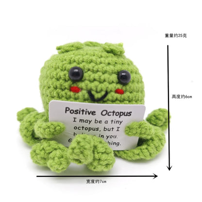 Positive Crocheted Potatoes Doll with Card - Handmade Knitting Animal Vegetable Toast Doll for Christmas Gifts & Home Decor