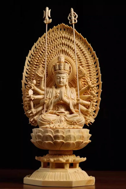 Exquisite Eight Buddhist Guardians Carving Set - Vairocana, Avalokitesvara, Manjushri, Amitabha for Collector's Altar