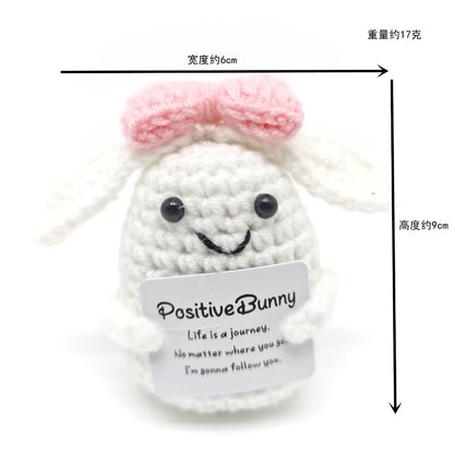 Positive Crocheted Potatoes Doll with Card - Handmade Knitting Animal Vegetable Toast Doll for Christmas Gifts & Home Decor