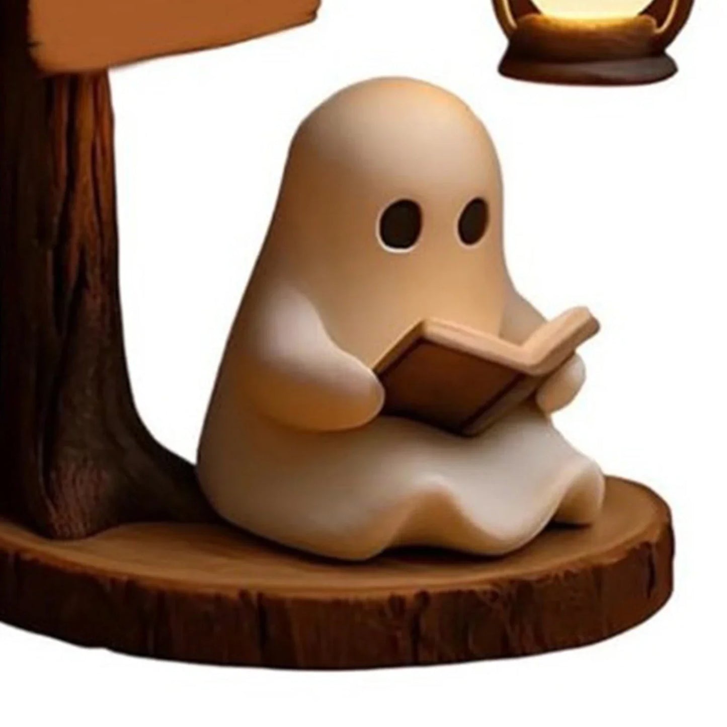Miniature Cute Ghost Reading Lantern Night Light - Creative Halloween Desk Decor & Novelty Gift Prop