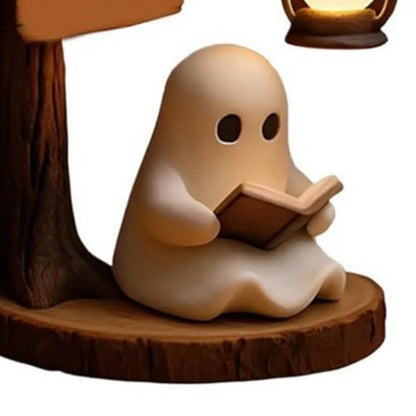 Miniature Cute Ghost Reading Lantern Night Light - Creative Halloween Desk Decor & Novelty Gift Prop