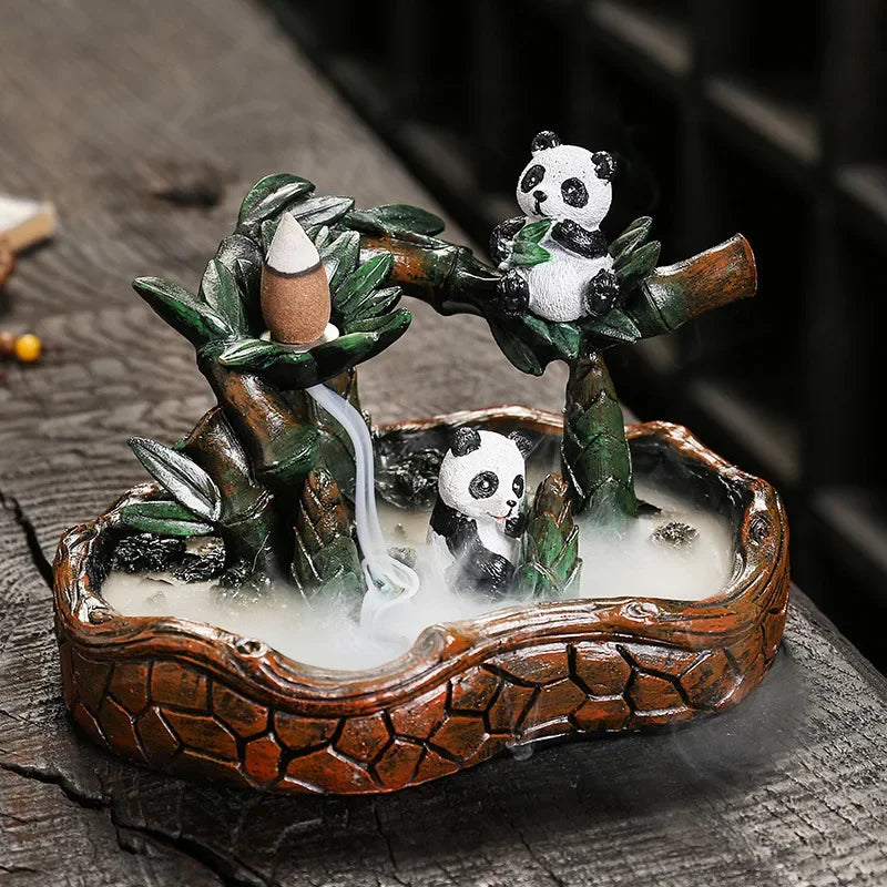 1pc, Creative Resin Panda Home Decorate Backflow Incense Burner Incense Censer (Without Incense)