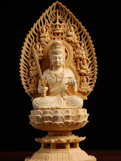 Exquisite Eight Buddhist Guardians Carving Set - Vairocana, Avalokitesvara, Manjushri, Amitabha for Collector's Altar