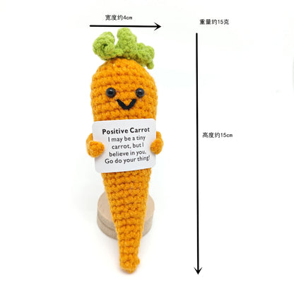 Positive Crocheted Potatoes Doll with Card - Handmade Knitting Animal Vegetable Toast Doll for Christmas Gifts & Home Decor