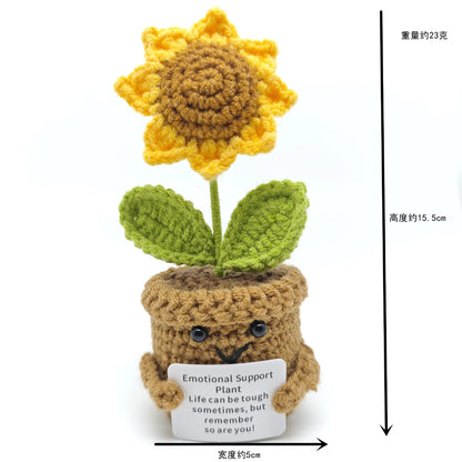 Positive Crocheted Potatoes Doll with Card - Handmade Knitting Animal Vegetable Toast Doll for Christmas Gifts & Home Decor