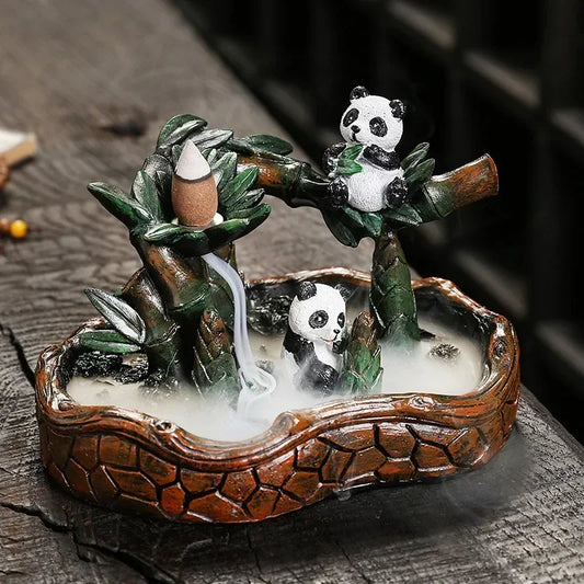 1pc, Creative Resin Panda Home Decorate Backflow Incense Burner Incense Censer (Without Incense)