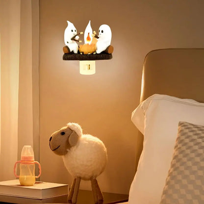 Ghost Campfire Flickering Halloween Night Light 3D LED Small Campfire Light For Indoor Halloween Decorations