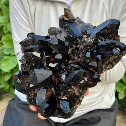 Large Natural Formed Smoky Black Quartz Cluster - Crystal Ore Mineral for Spiritual Energy & Healing