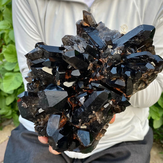 Large Natural Formed Smoky Black Quartz Cluster - Crystal Ore Mineral for Spiritual Energy & Healing