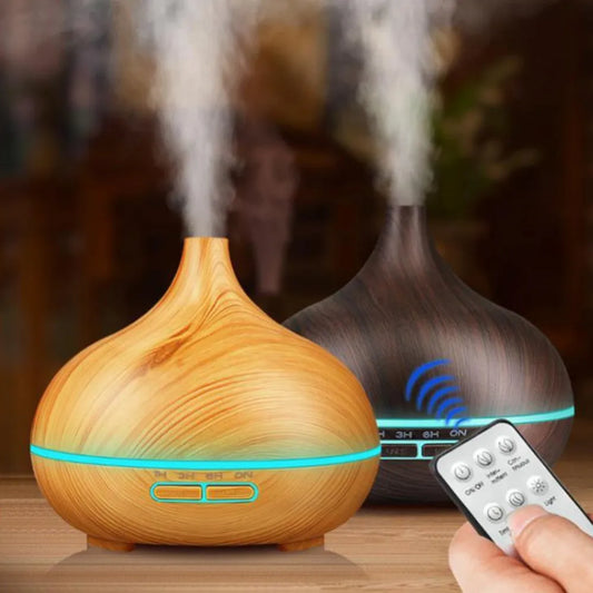 U Rabbit Wood Color USB Aroma Diffuser Essential Oil Diffuser with 7 Color LED Lights&Remote Control USB Powered Air Humidifier
