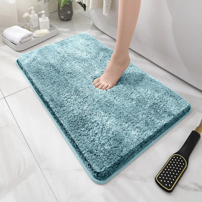 Rounded Thickened Bathroom Floor Mat - Plush Absorbent Anti-Slip Mat for Tub, Entrance & Door