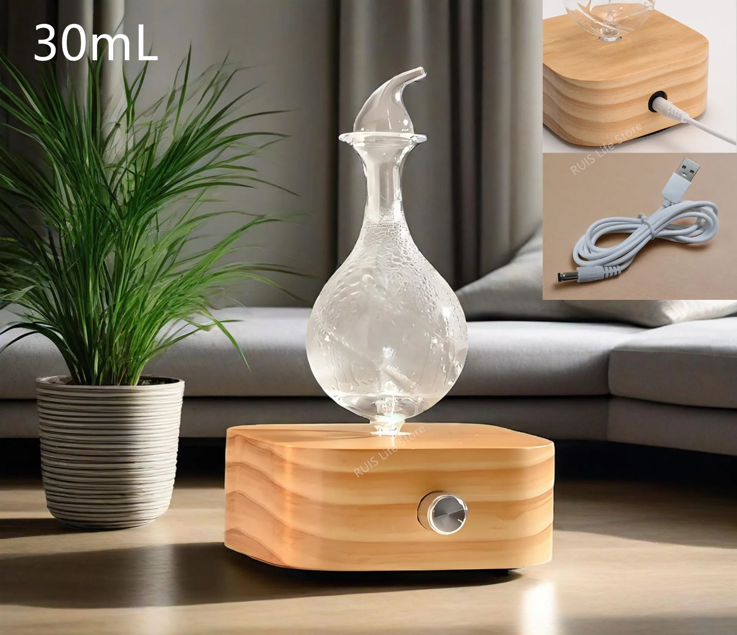 New Essential Oil Diffuser - Waterless Operated Aromatherapy Diffuser for Home Office | Wood & Glass Scent Machine