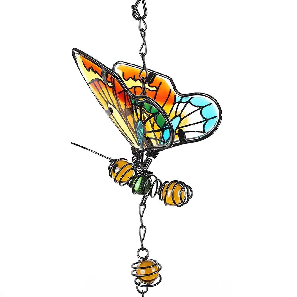 Blessing Metal Wind Chime Creative Vintage 3D Butterfly Pendant Exquisite Cut Painted Hanging Decoration Landscape