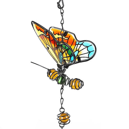 Blessing Metal Wind Chime Creative Vintage 3D Butterfly Pendant Exquisite Cut Painted Hanging Decoration Landscape