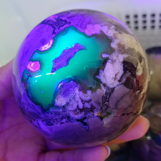 Large Natural Formed Fluorescent Agate Balls - Quartz Crystal Ore Polishing Balls for Reiki Healing & Mineral Collection