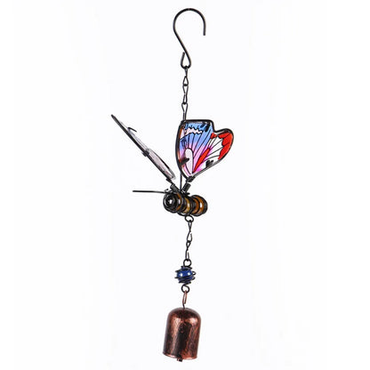 Blessing Metal Wind Chime Creative Vintage 3D Butterfly Pendant Exquisite Cut Painted Hanging Decoration Landscape