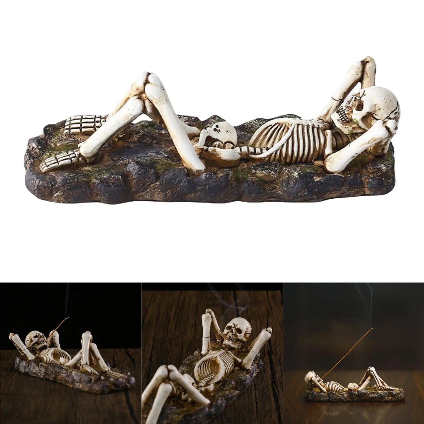 Skull Resin Incense Burner - Gothic Incense Stick Holder for Yoga, Meditation & Spiritual Decor