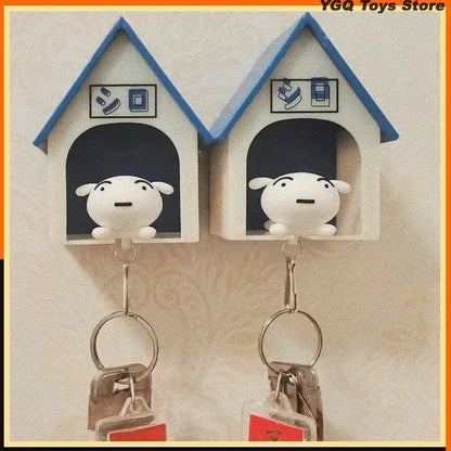 Crayon Shin-chan Kawaii Keychain - Anime Dog Key Hanger & Cartoon Pendant Toy for Children's Gifts