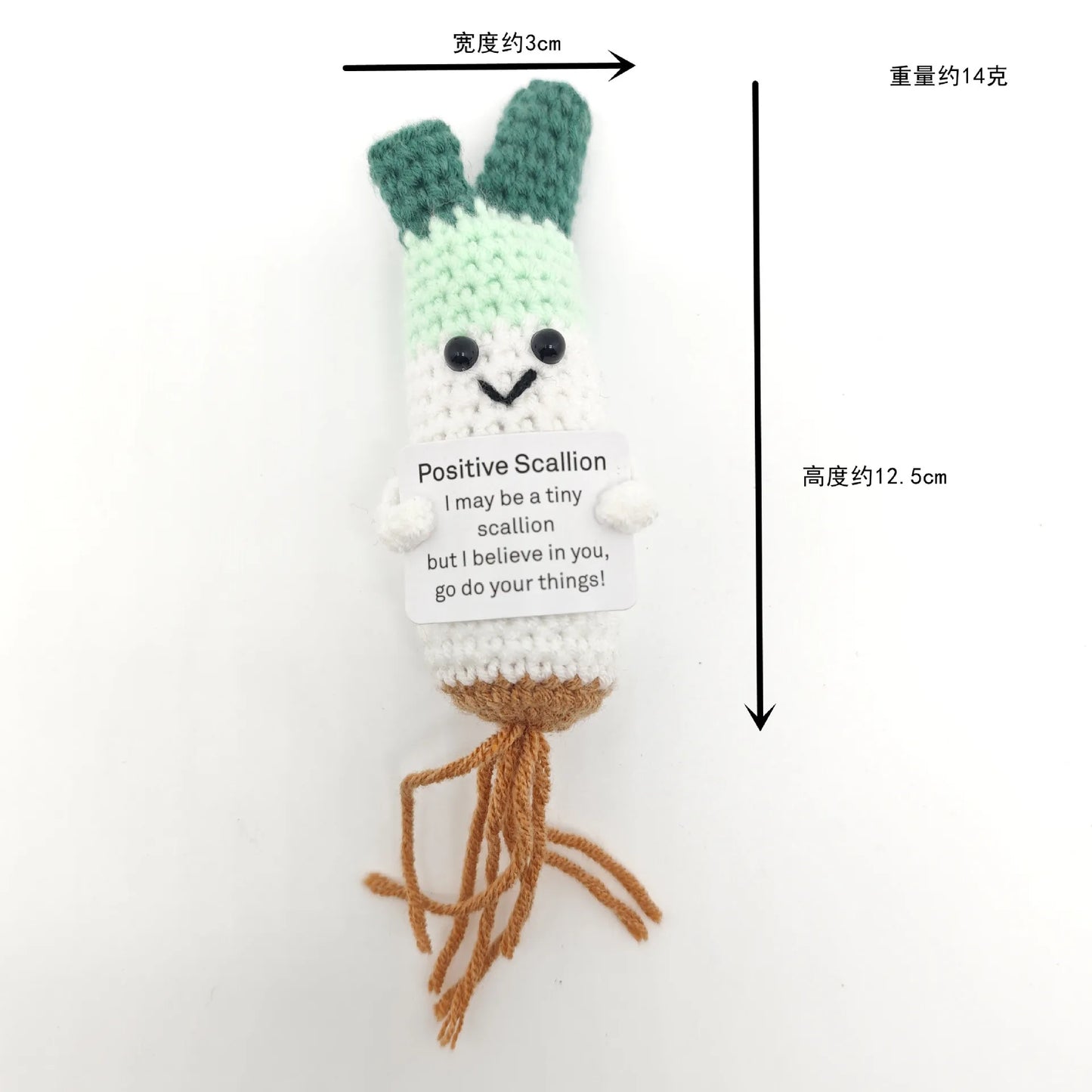 Positive Crocheted Potatoes Doll with Card - Handmade Knitting Animal Vegetable Toast Doll for Christmas Gifts & Home Decor