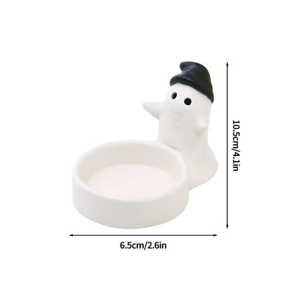2026 Halloween Ghost Candle Holder Cartoon Ceramic Candlestick Holder for Home Party Decoration Festival Scented Candle Ornament