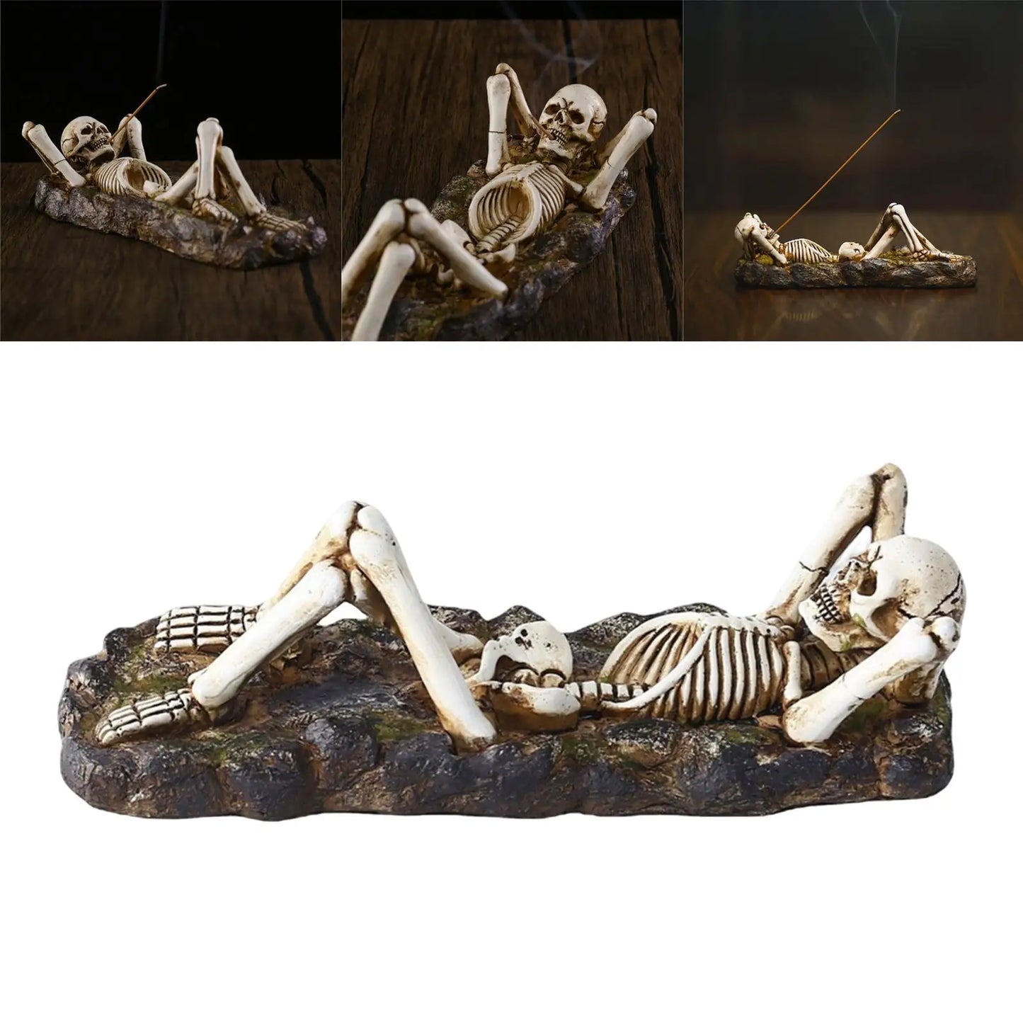 Skull Resin Incense Burner - Gothic Incense Stick Holder for Yoga, Meditation & Spiritual Decor