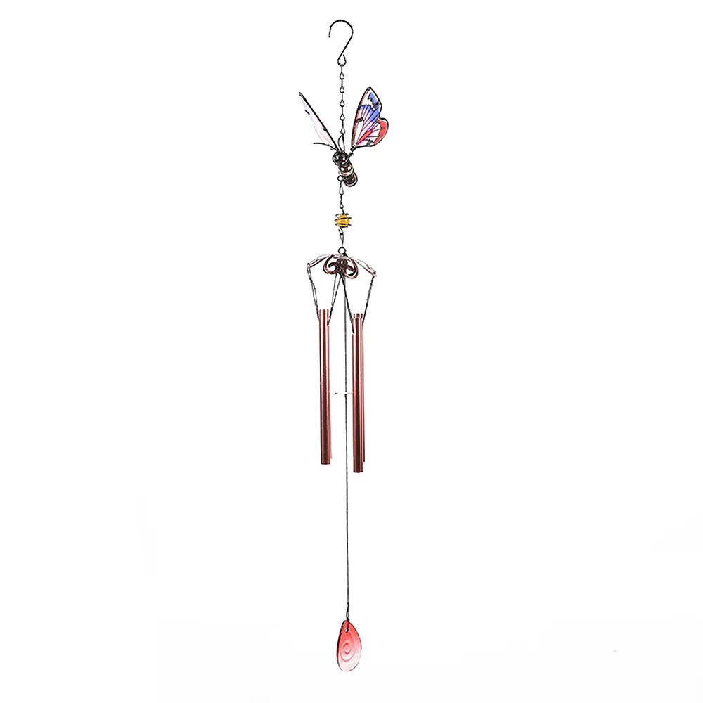 Blessing Metal Wind Chime Creative Vintage 3D Butterfly Pendant Exquisite Cut Painted Hanging Decoration Landscape