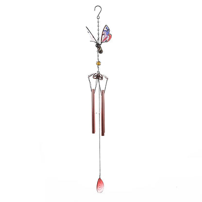 Blessing Metal Wind Chime Creative Vintage 3D Butterfly Pendant Exquisite Cut Painted Hanging Decoration Landscape