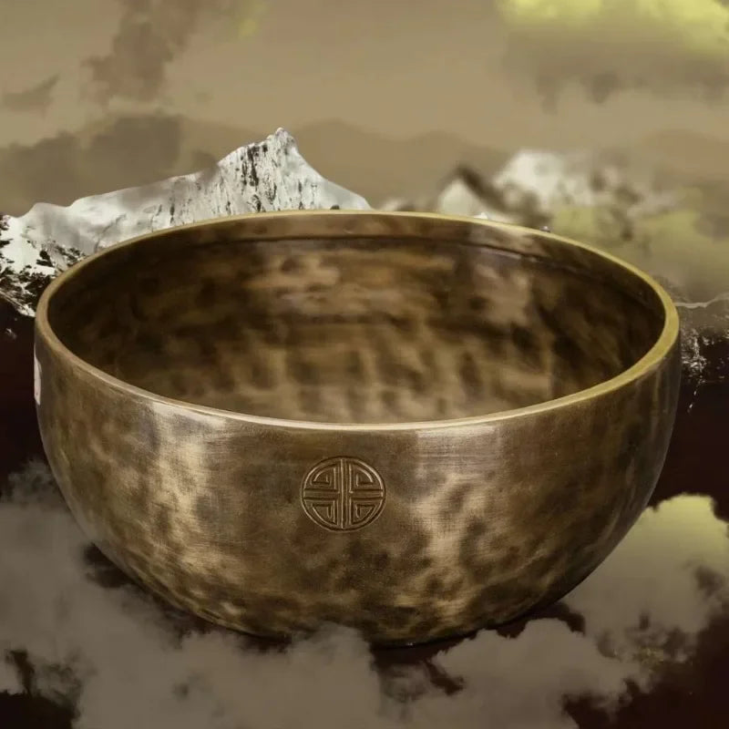 Fay Bless Handmade Tibetan Singing Bowl Set - Full Moon Nepalese Meditation Sound Bowl for Yoga, Chakra Healing, Sound Therapy, Stress Relief