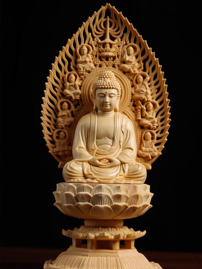 Exquisite Eight Buddhist Guardians Carving Set - Vairocana, Avalokitesvara, Manjushri, Amitabha for Collector's Altar