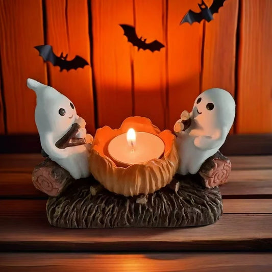 2026 Halloween Ghost Candle Holder Cartoon Ceramic Candlestick Holder for Home Party Decoration Festival Scented Candle Ornament