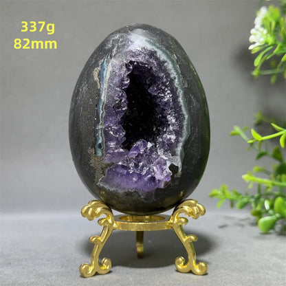 Natural Amethyst Cluster Dinosaur Egg - Quartz Crystal Cave Specimen for Spiritual Energy, Wealth & Home Decoration