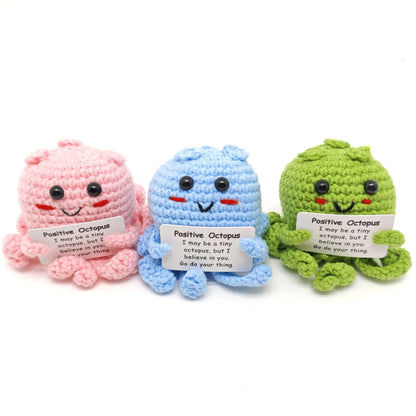Positive Crocheted Potatoes Doll with Card - Handmade Knitting Animal Vegetable Toast Doll for Christmas Gifts & Home Decor