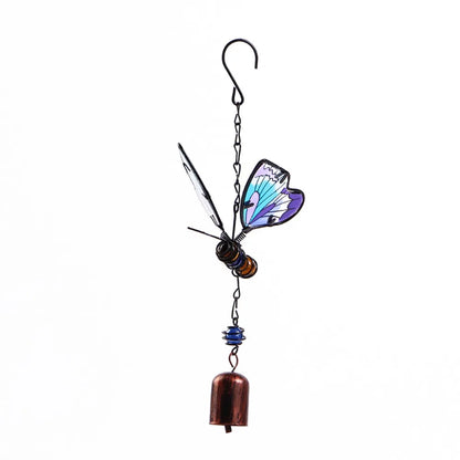 Blessing Metal Wind Chime Creative Vintage 3D Butterfly Pendant Exquisite Cut Painted Hanging Decoration Landscape
