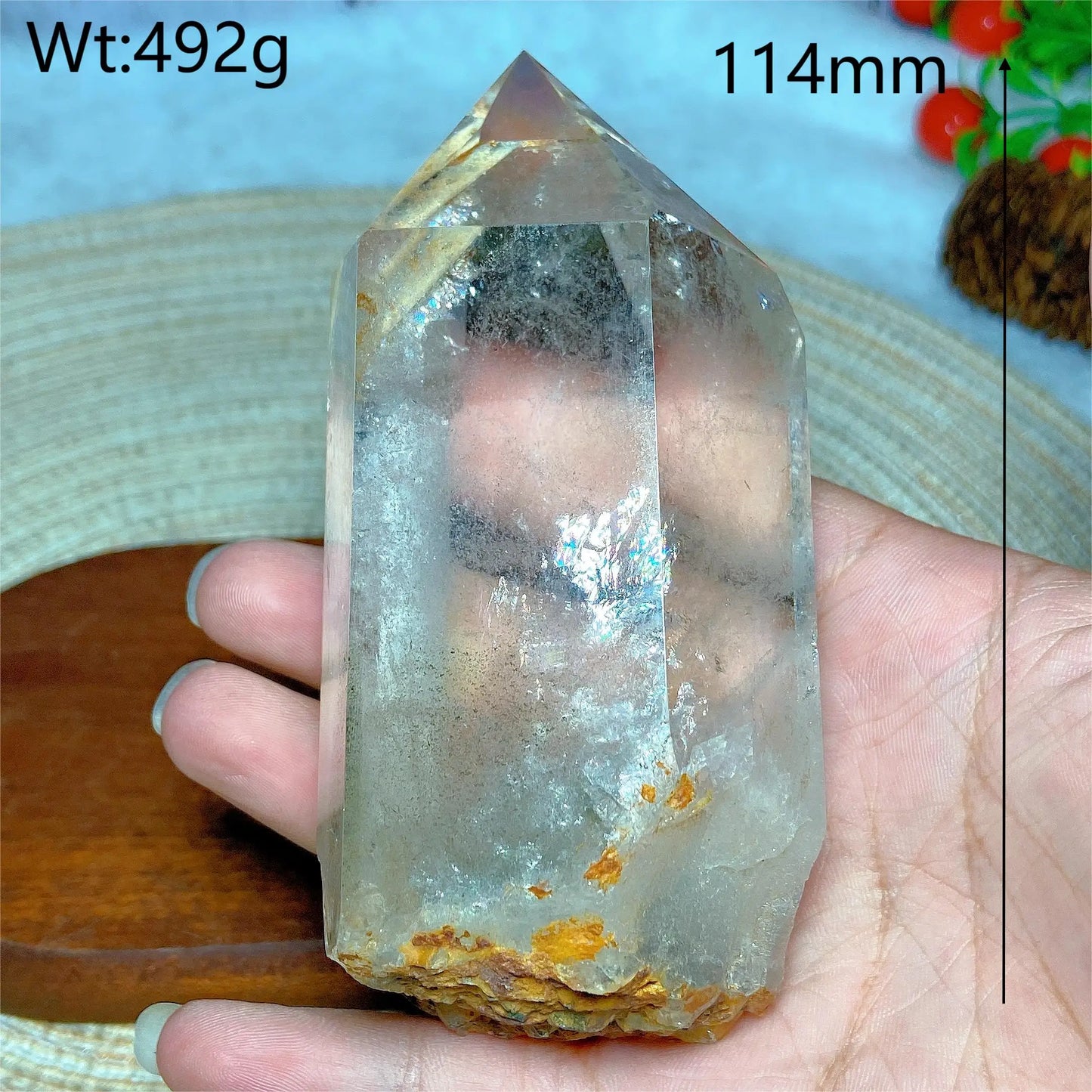Natural Crystal Clear Quartz Raw Stone Specimen - Rainbow Tower Healing Mineral for Home Decor & Energy Gift