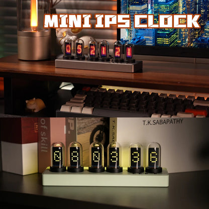 WiFi Nixie Tube Alarm Clock - RGB Smart LED Clock with DIY Photo Display for Game Room Decor
