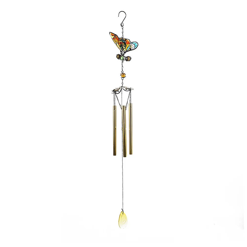 Blessing Metal Wind Chime Creative Vintage 3D Butterfly Pendant Exquisite Cut Painted Hanging Decoration Landscape