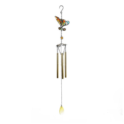 Blessing Metal Wind Chime Creative Vintage 3D Butterfly Pendant Exquisite Cut Painted Hanging Decoration Landscape