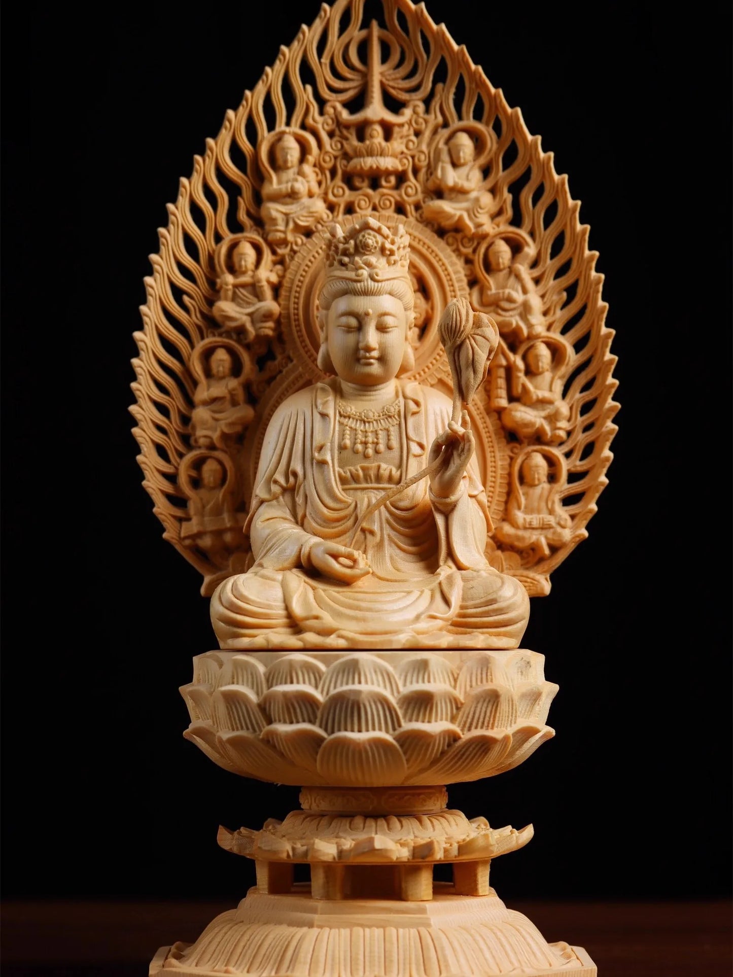 Exquisite Eight Buddhist Guardians Carving Set - Vairocana, Avalokitesvara, Manjushri, Amitabha for Collector's Altar