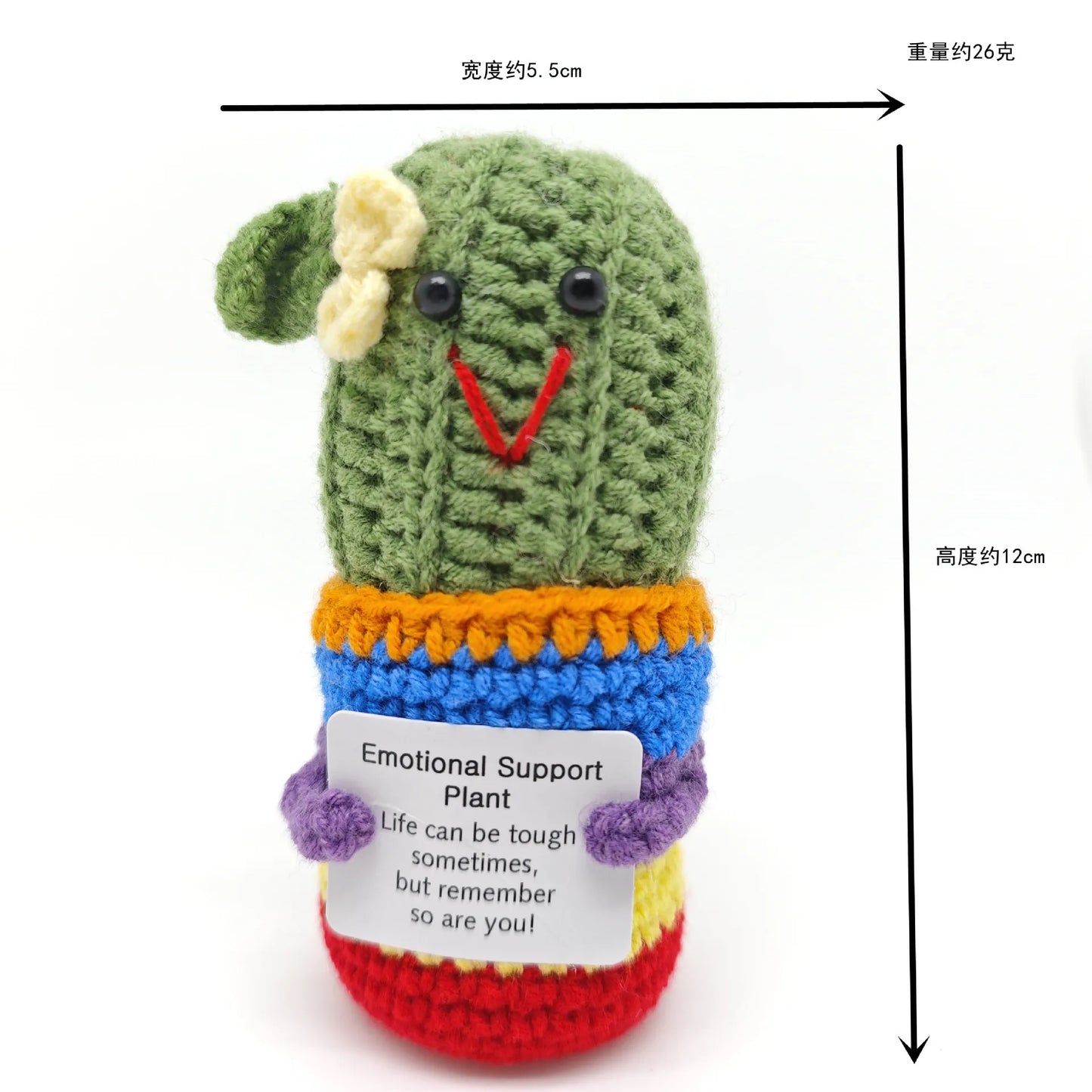 Positive Crocheted Potatoes Doll with Card - Handmade Knitting Animal Vegetable Toast Doll for Christmas Gifts & Home Decor