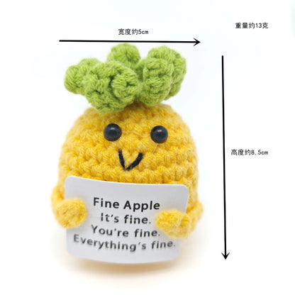 Positive Crocheted Potatoes Doll with Card - Handmade Knitting Animal Vegetable Toast Doll for Christmas Gifts & Home Decor