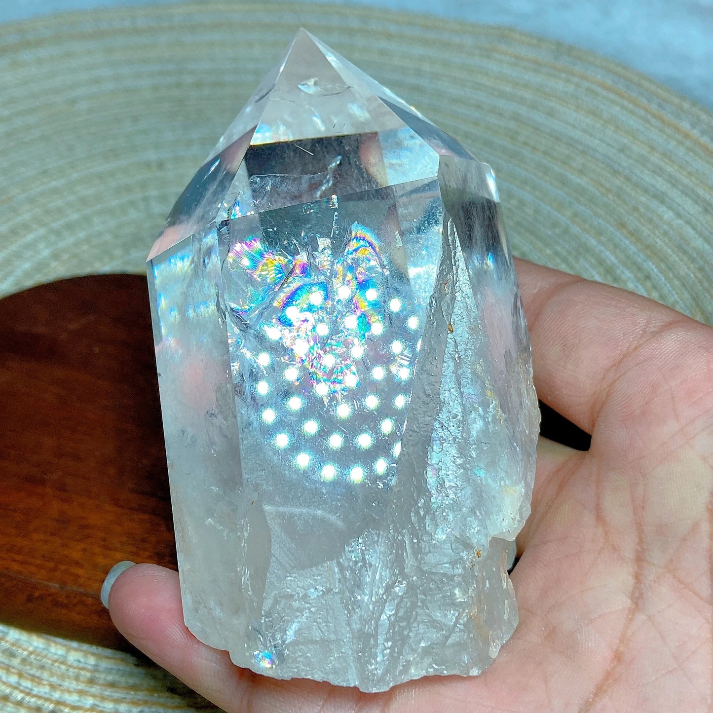 Natural Crystal Clear Quartz Raw Stone Specimen - Rainbow Tower Healing Mineral for Home Decor & Energy Gift